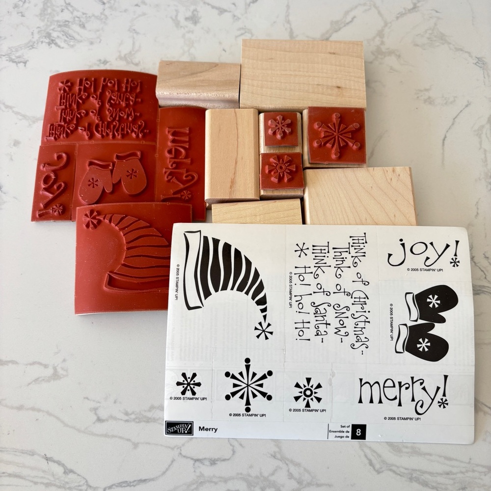 STAMPIN UP! “Merry” - Retired, Wood mounted, like new